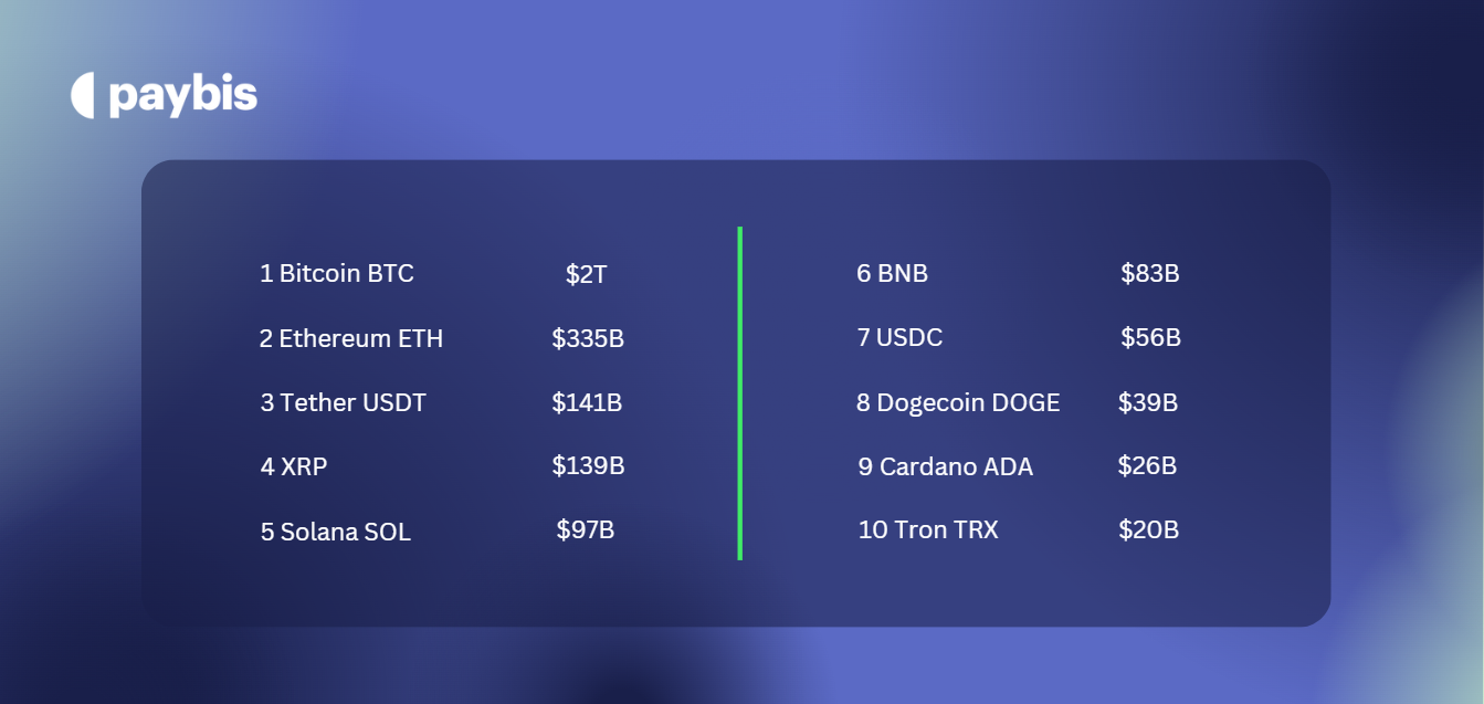 Top 10 biggest cryptocurrencies in 2025