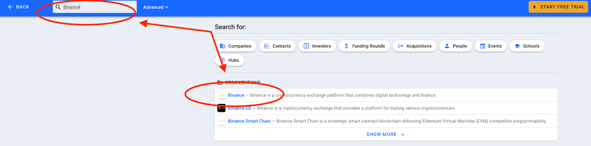 Quick guide on getting insights through Crunchbase - Click on the first result that appears to see the company’s details