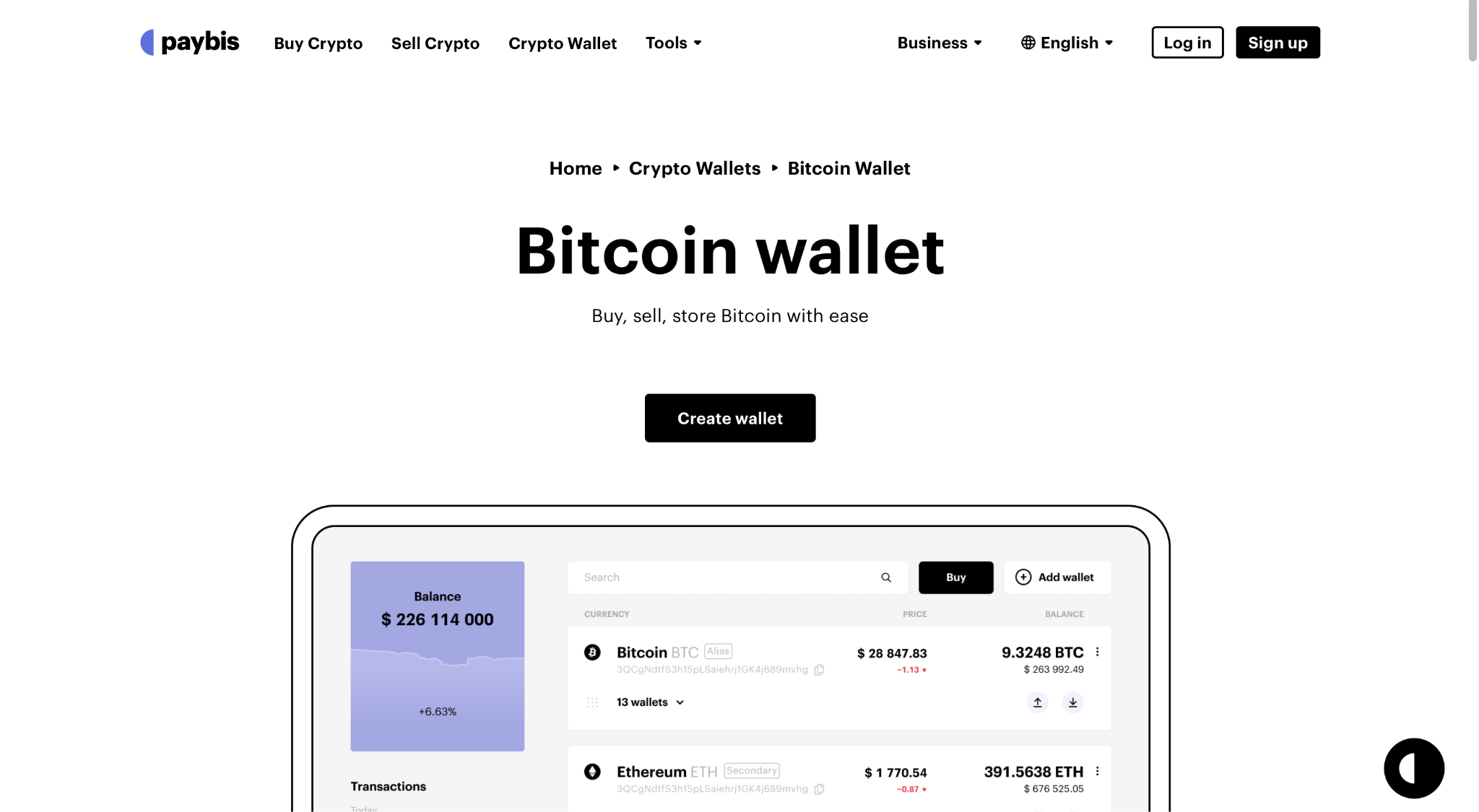 Paybis Bitcoin wallet