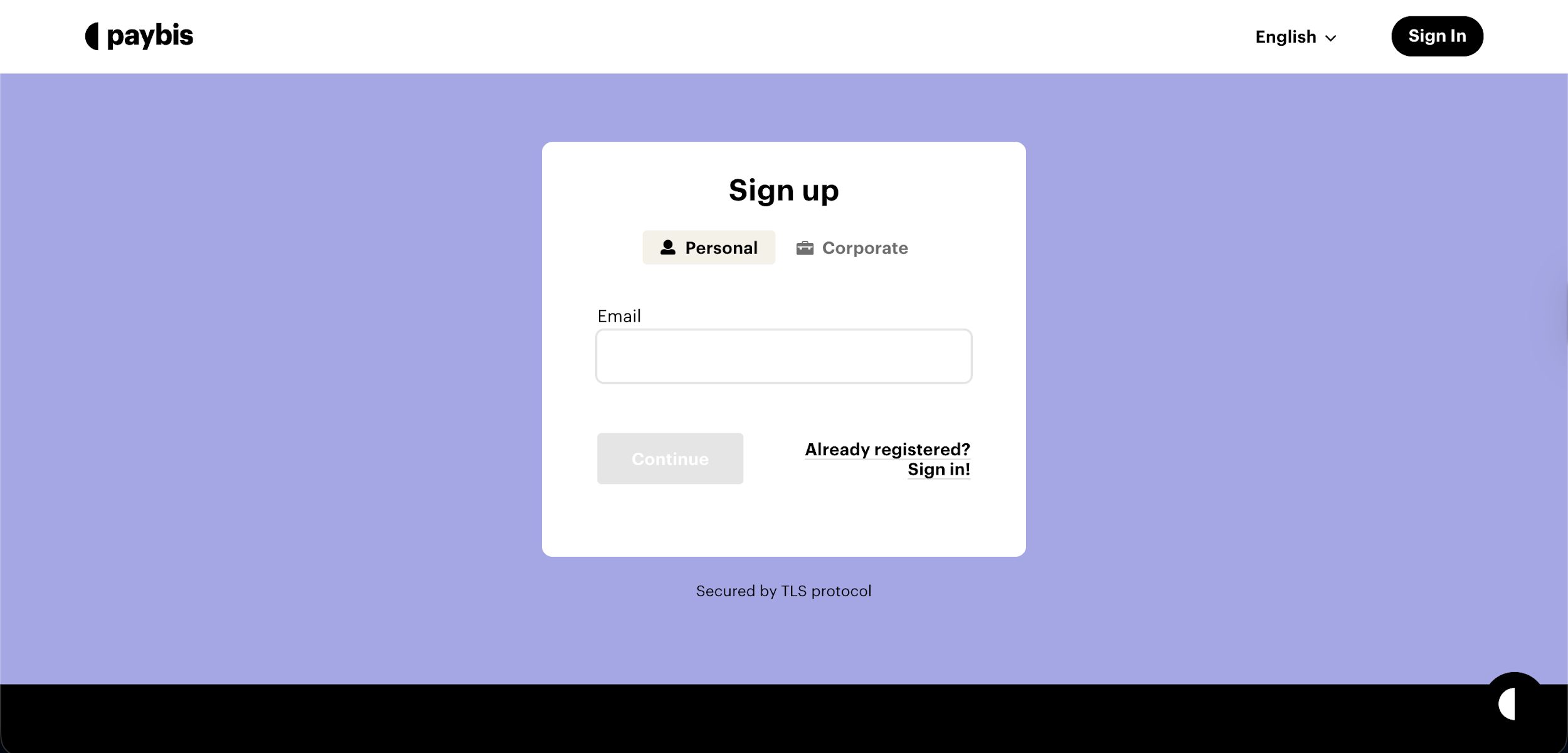 Beginning the signup process