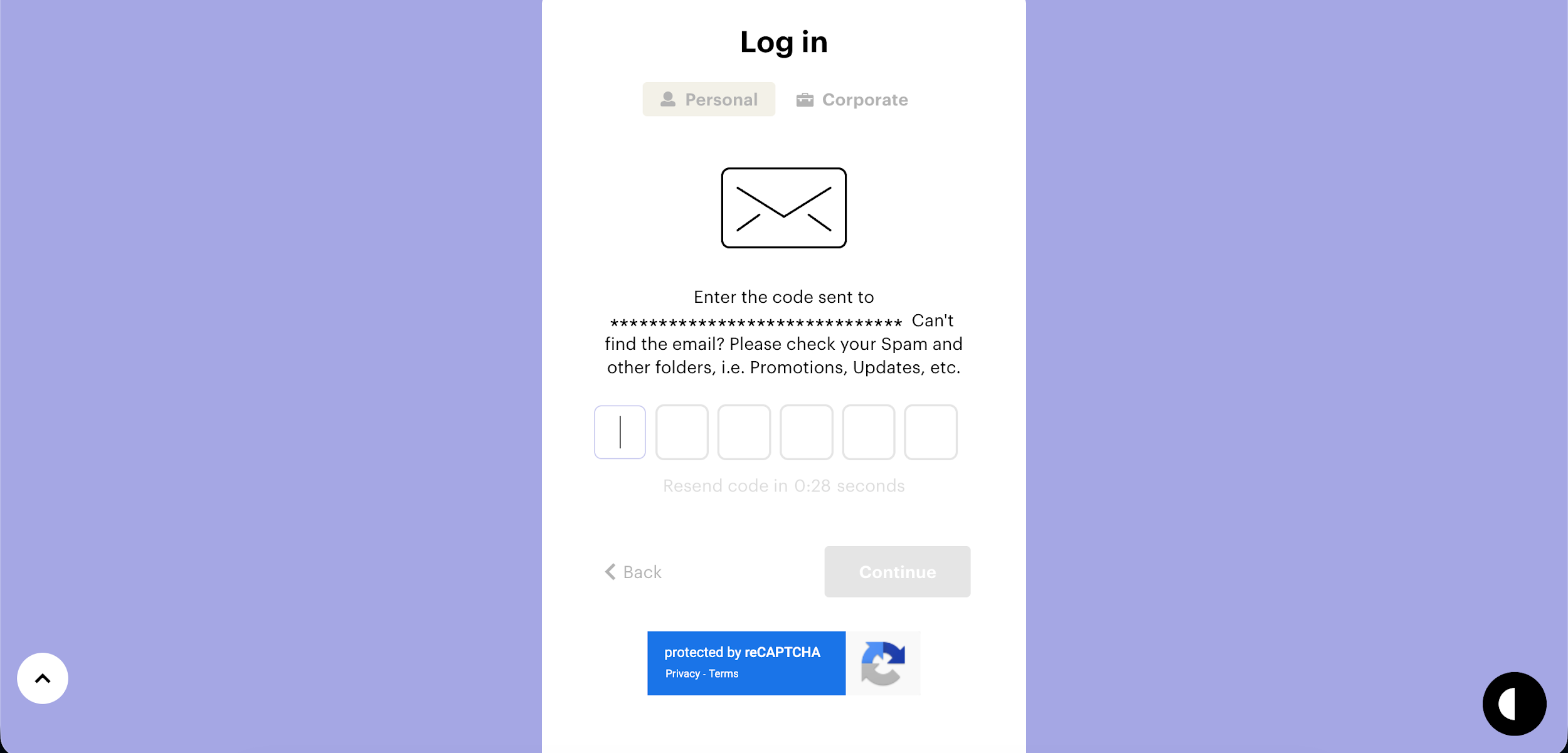Entering a 6-digit verification code