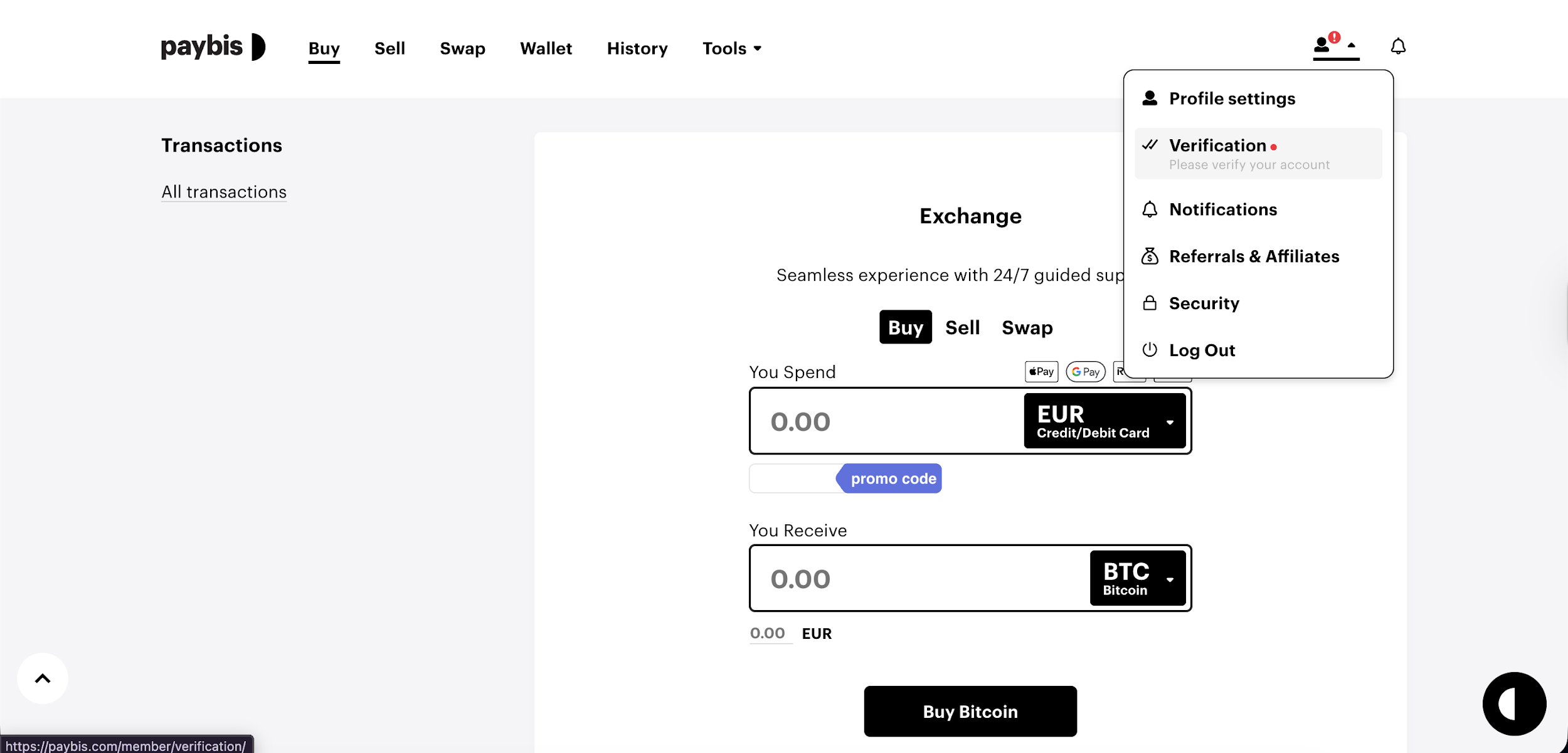 Accessing verification from an account