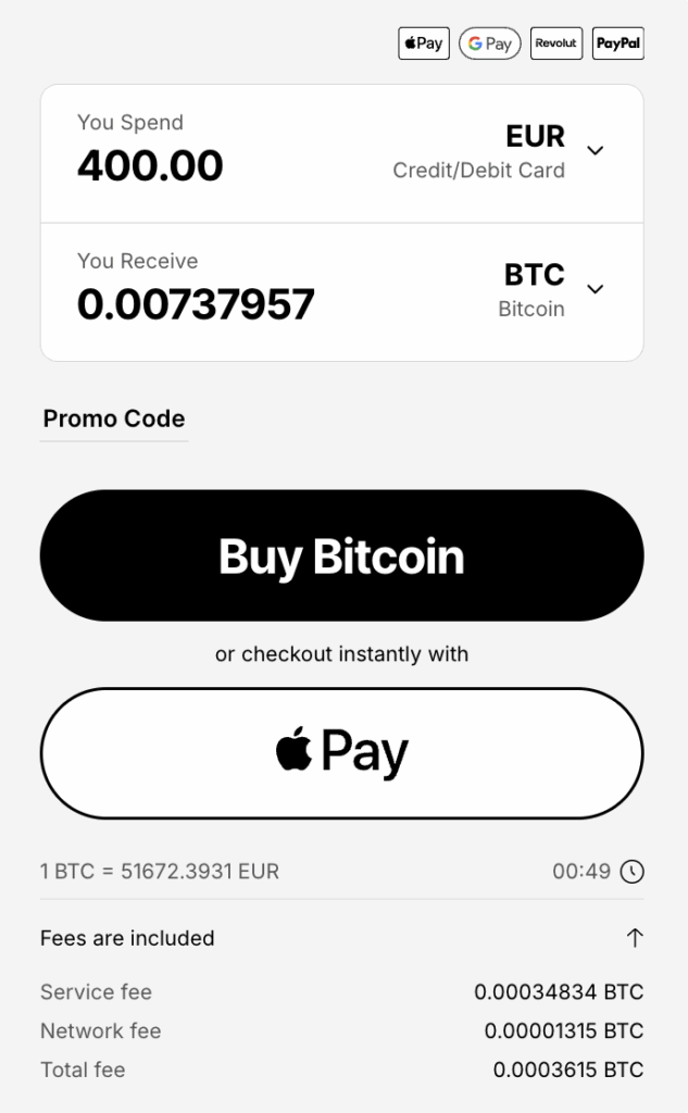 Paybis fees