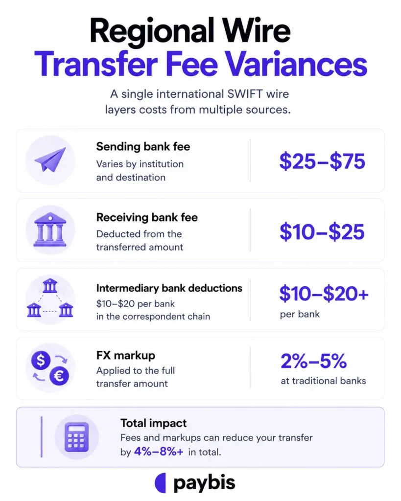 Regional wire transfer fees