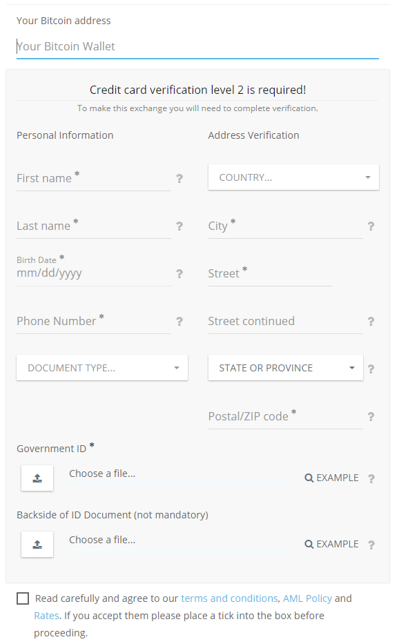 Buy Bitcoin With Credit Or Debit Card Instantly Paybis - step 2 enter personal info for verification kyc